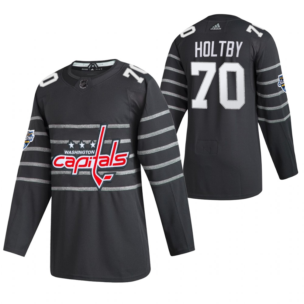 Men's Washington Capitals #70 Braden Holtby 2020 Grey All Star Stitched NHL Jersey